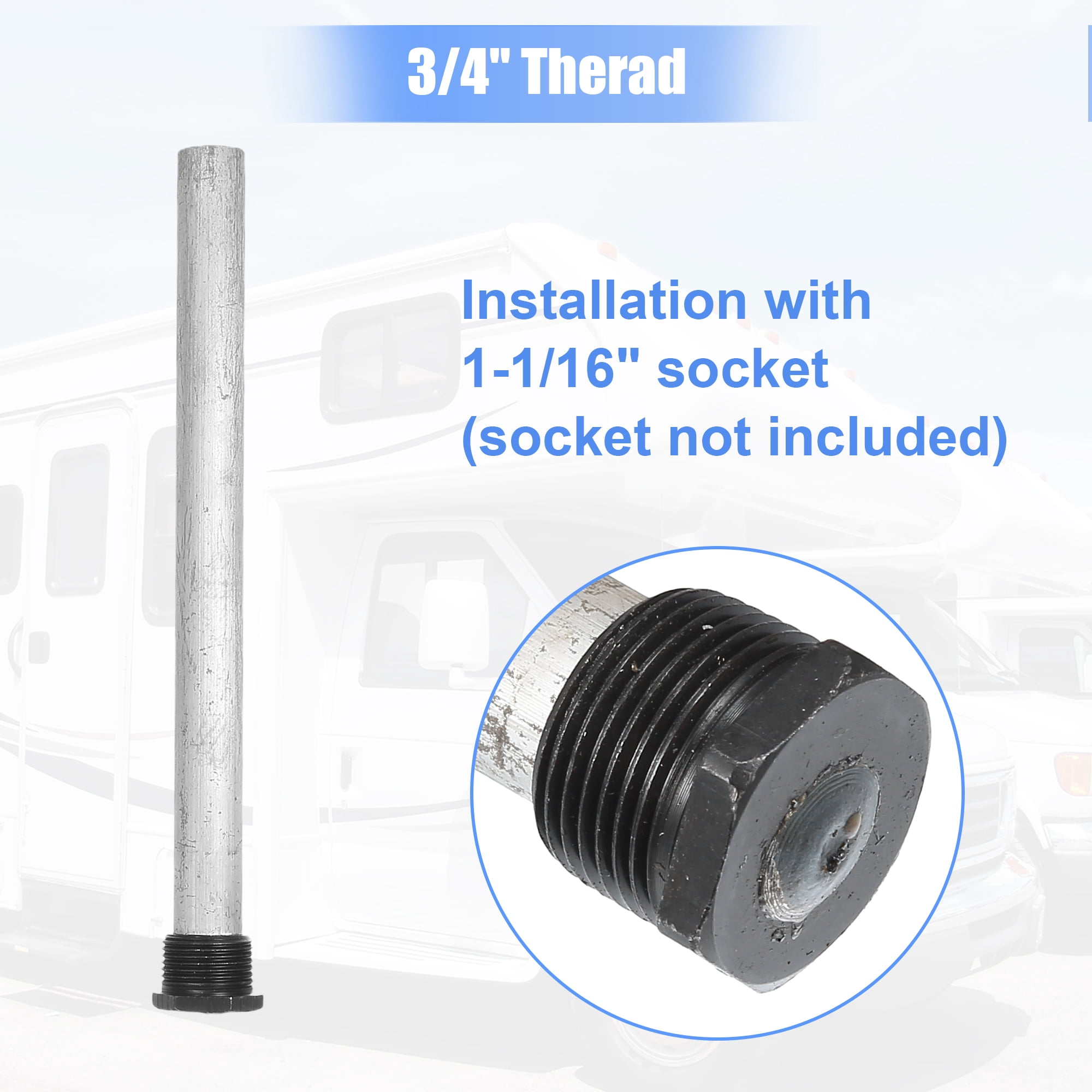 Unique Bargains 1 Set RV Water Heater Anode Rod and Flush Wand Hot Water Tank Element Parts Cleaning Rinser