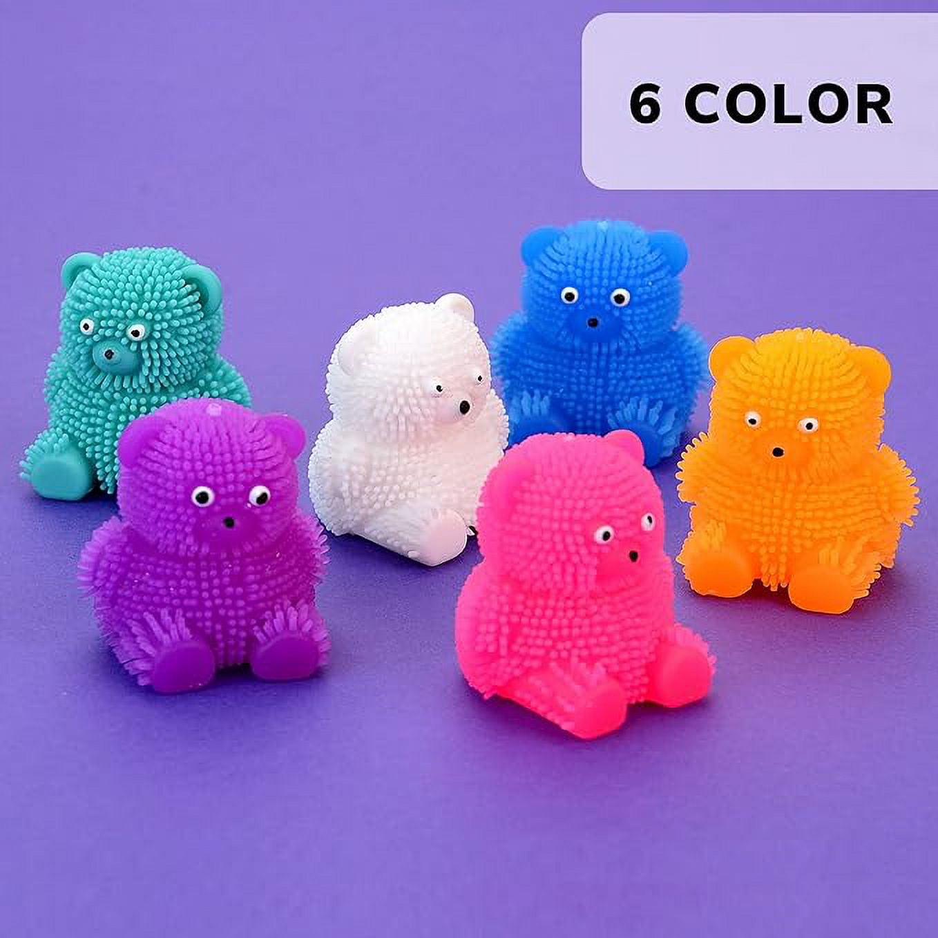 Puffer Bear Toys - Mini Bears Paffers Figures 1.75 Inch - Easter Egg Fillers - Gummy Bear 24 Pcs - Squeeze Toys for Party Favors, Goody Bags, Classroom Prizes & Treasure Box