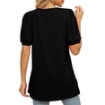 thumbnail image 2 of Womens Square Neck Tops Puff Short Sleeve Cotton Tshirts Summer Solid Color Tunic Tees Cute Tops, 2 of 4