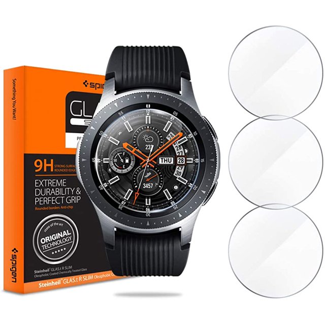 Spigen Tempered Glass Screen Protector Designed for Samsung Galaxy Watch 46mm / Gear S3 Classic/Gear S3 Frontier (3