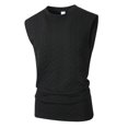 thumbnail image 3 of Landzoo Vest For Men Solid Color Sleeveless Crew Neck Undershirt Summer Cozy Soft Men Tank Tops Size L Black, 3 of 8