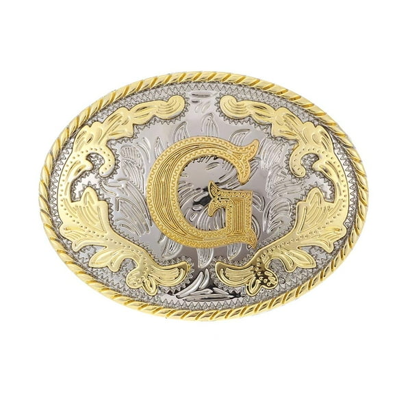 Boucle de Ceinture Western Lettres Initiales ABCDEFG à Y-Cowboy Rodéo Or Grande Boucle de Ceinture pour Hommes et Femmes (g)