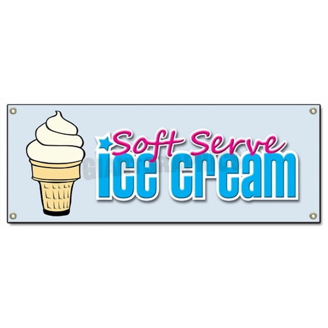 Soft Serve Vanilla ICE Cream Banner Sign Signs Shop