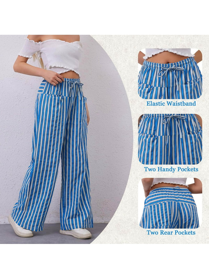 TEMOFON Pants for Women High Waist Wide Leg Pants Casual