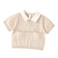 thumbnail image 1 of Gibobby Playera&nbsp;Moda de manga corta pequeños, bebés, niños y niñas, suéter con cuello vuelto, suéteres de punto de algodón con cierre de botón, Tops, camisa con bolsillos （Caqui， 6-12 Meses), 1 of 5
