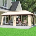 thumbnail image 2 of Outsunny 10' x 20' Patio Gazebo Canopy with Netting Beige, 2 of 10