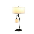 thumbnail image 2 of 28.5" In Contemporary Dual Black Arc with Hanging Pendelum Lamp Metal Table Lamp, 2 of 8