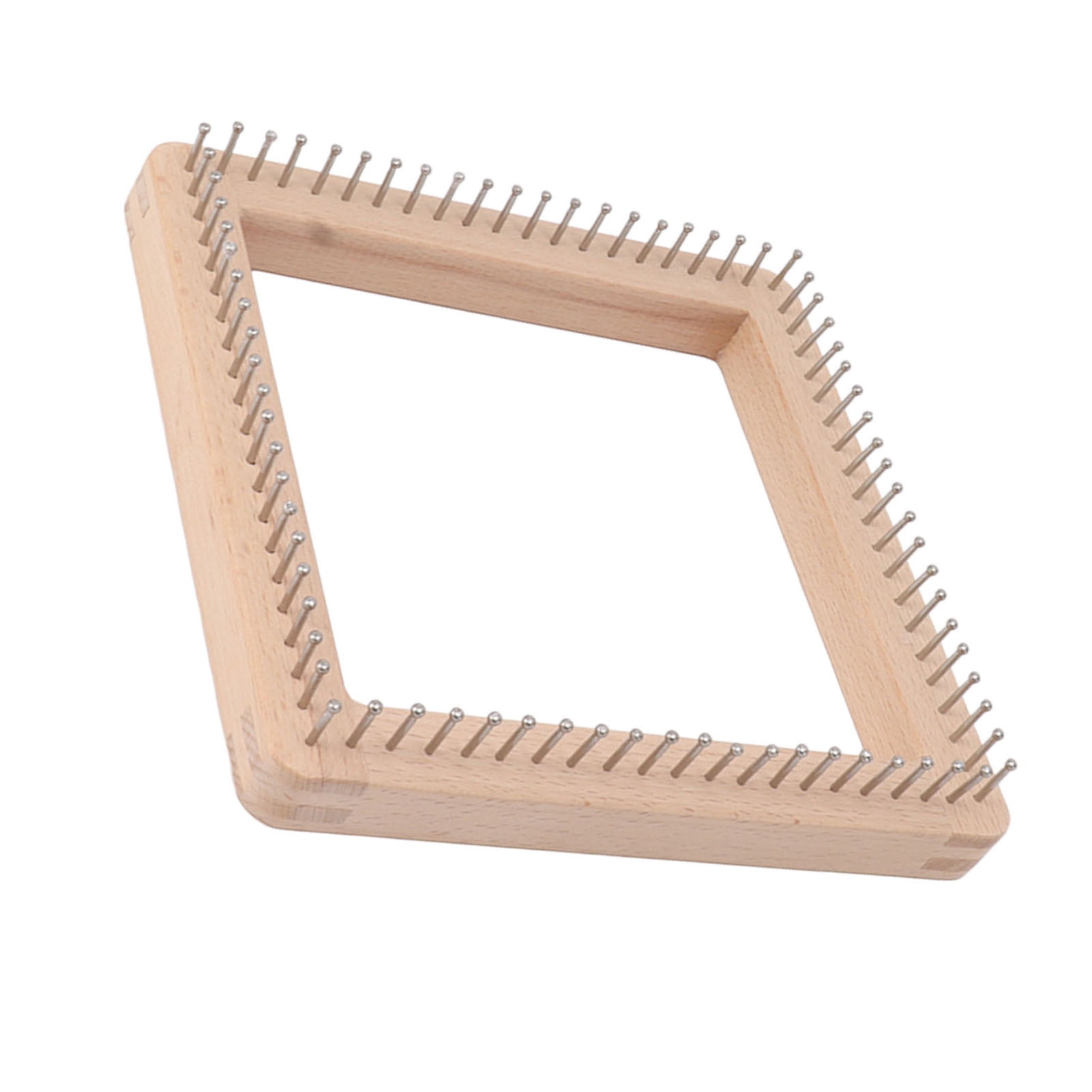 Mini Square Knitting Tool with Hooks Wooden Crochet Board for Weaving Mat Hairband Blanket Sock 19.5x19.5cm