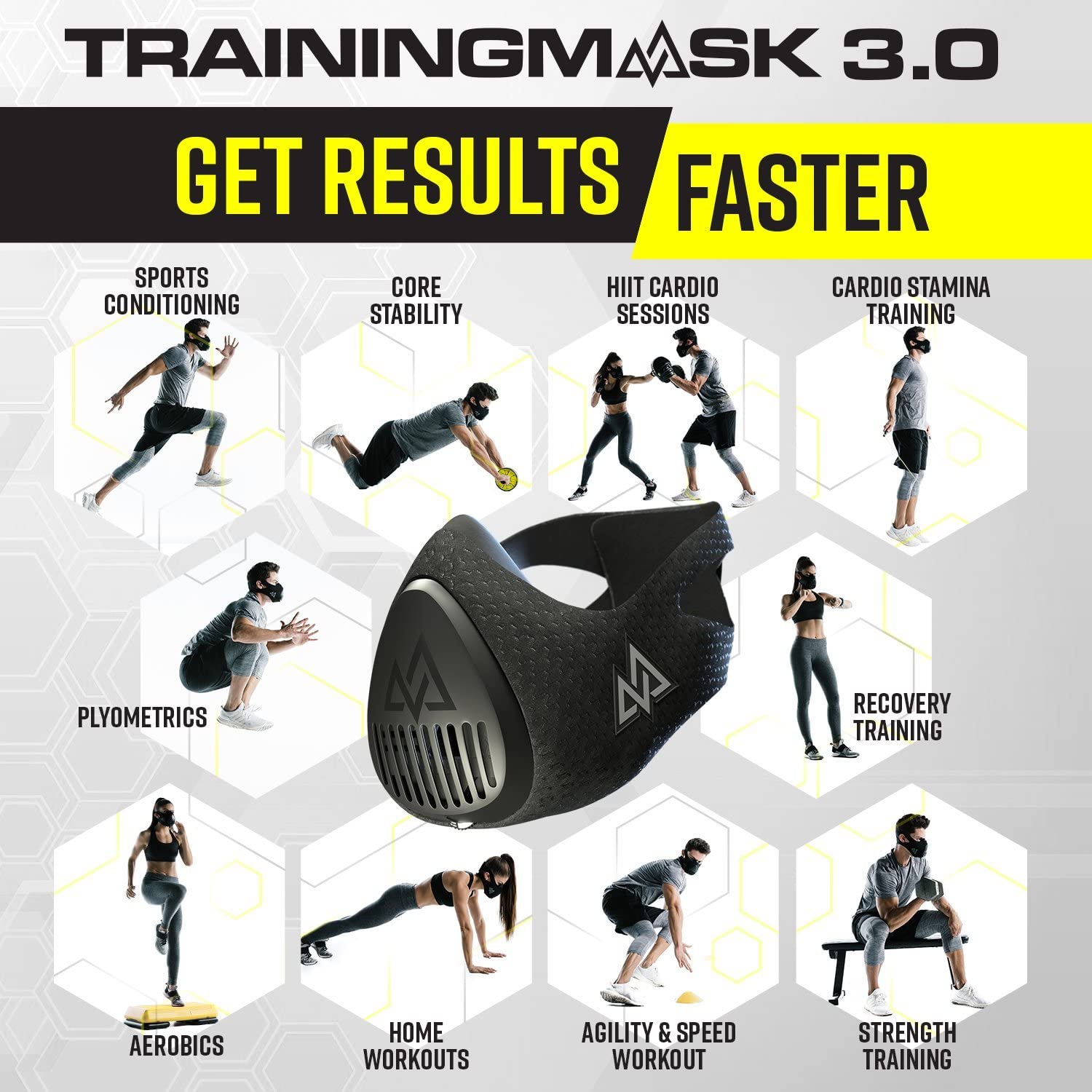 Training Mask 6-Pack Sport Workout Mask – Carbon Running & Fitness Mask For Many Uses