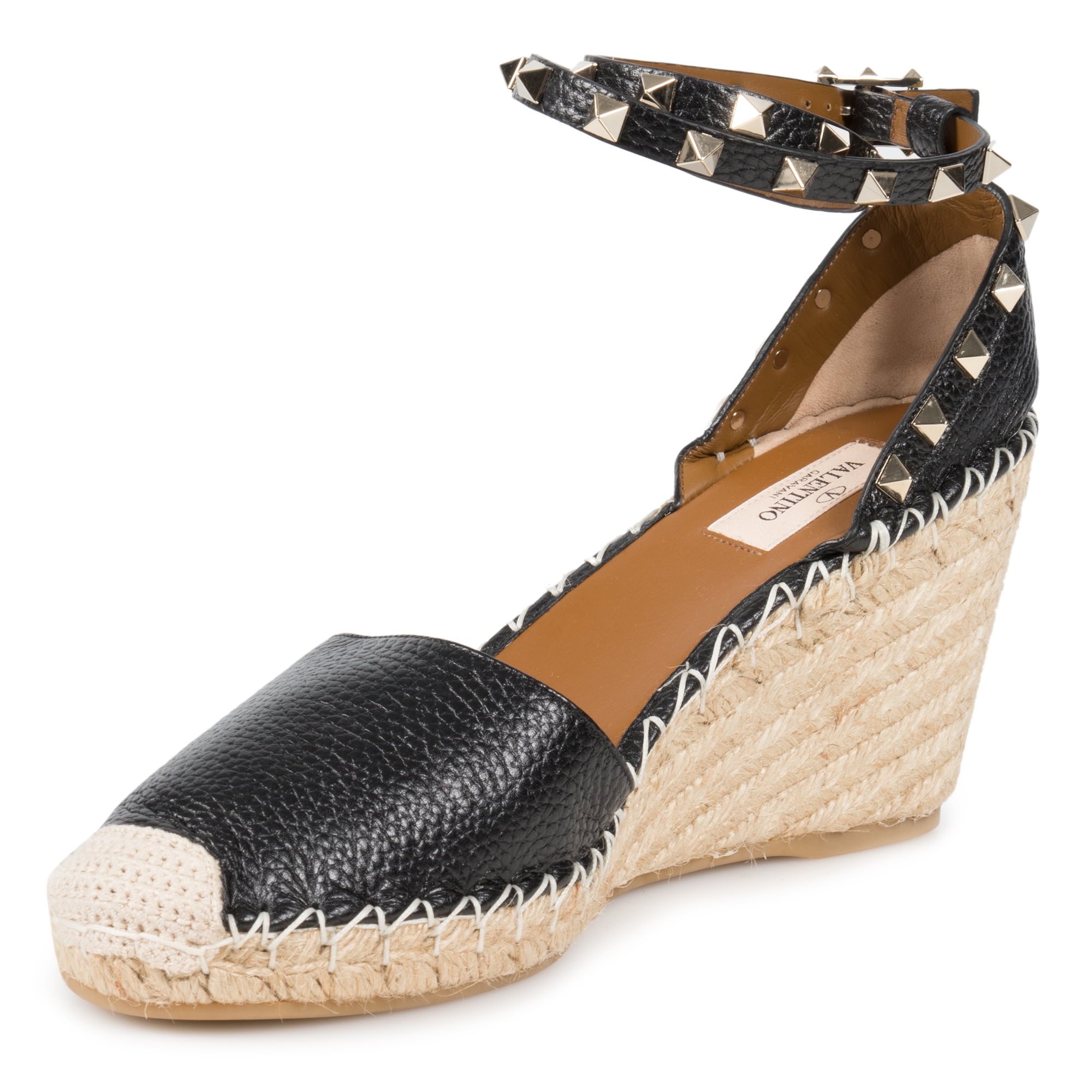 valentino espadrille wedge black