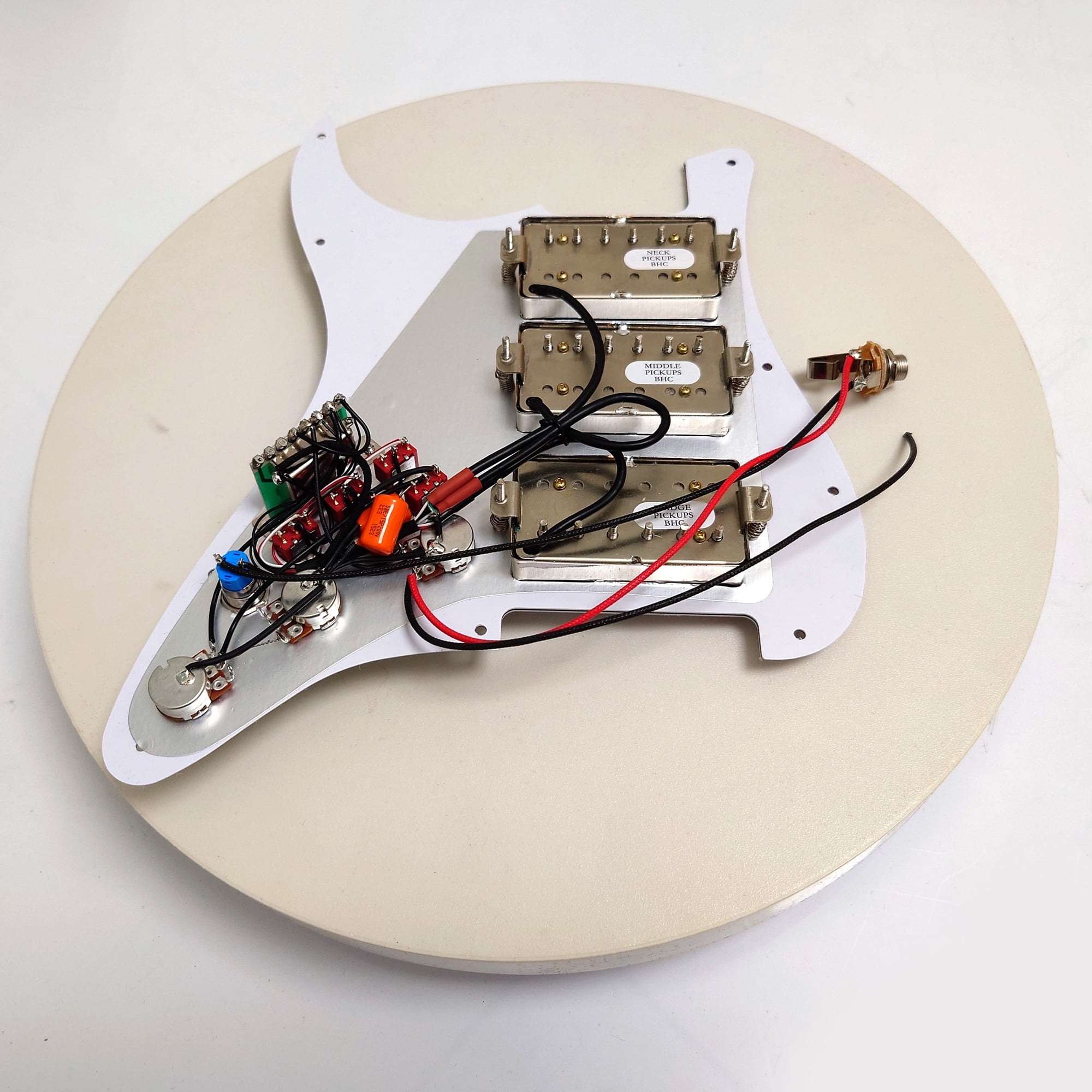 HHH Guitar Prewired Loaded Pickguard, With Alnico 5 Humbuckers Pickups, Coil Splitting, For Fender Strat Guitar