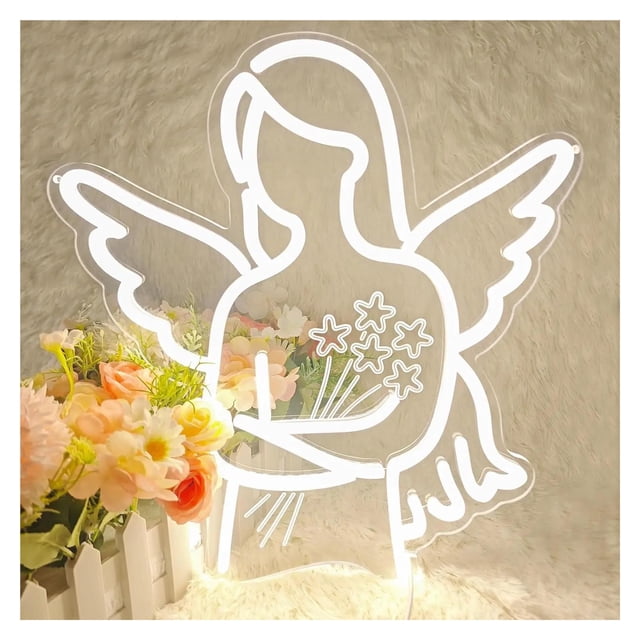 Letrero De Neón De Ángel Con Luz LED Regulable, Alimentado Por USB Para Dormitorio, Hogar, Bar, Fiesta, Sala De Juegos O Club Decoración 37cmx32.5cm