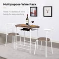thumbnail image 4 of Ktaxon 3-Piece Modern Kitchen Dining Table Set for 2, Dining Room Round Table and Chair Set with Wine Rack, Rustic Brown & White, 4 of 7