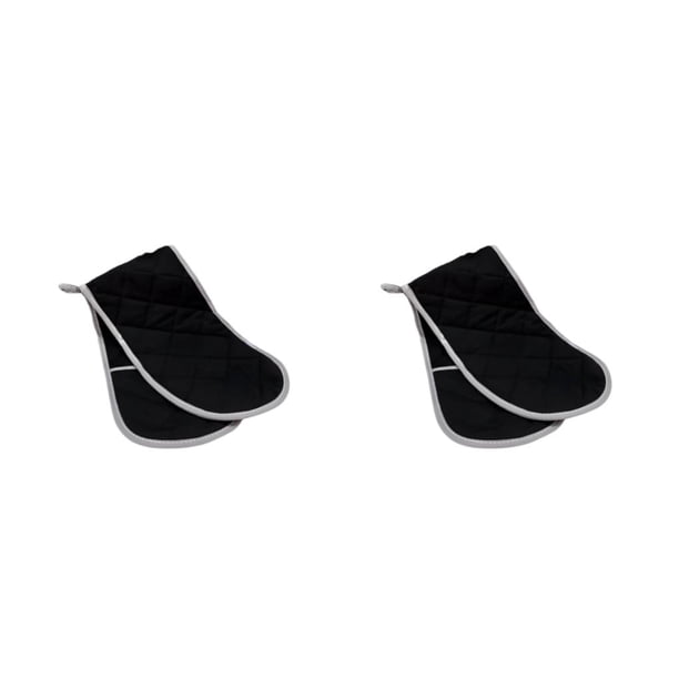 Bewildely Manopla para horno, soporte para olla, guante para estufa, Protector de manos, lavable, , aislado, doble algodón, guante para Negro 2Conjunto