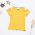 thumbnail image 2 of Jamsmile Toddlers Girls T-Shirts Soft Summer Cold Shoulder Tops Casual Round Neck Basic Tee Shirts Playwear For Little Girls, 2 of 5