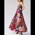thumbnail image 4 of Vestido Maxi Floral para Mujer, Sin Mangas, Espalda Descubierta, Corte A, , Fluido, con Espalda Hueca y Tirantes Finos Rojo M, 4 of 8