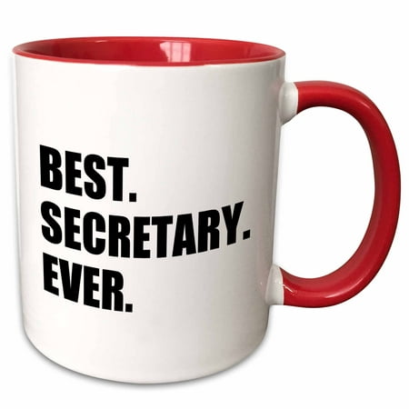 3dRose Best Secretary Ever, fun gift for talented secretaries, black text - Two Tone Red Mug,