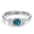 thumbnail image 3 of Gem Stone King 925 Sterling Silver London Blue Topaz and Lab Grown Diamond Engagement Ring for Women | 1.24 Cttw | Round 5MM | Gemstone November Birthstone | Size 8, 3 of 6