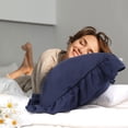 thumbnail image 4 of REGALWOVEN Ruffled Pillow Shams Set of 2, Soft Breathable Pillow Covers with Envelope Closure Navy Blue Queen, 4 of 8