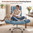 thumbnail image 4 of Hawsaiy Big and Tall Office Chair, Flip Armrests with Side Pockets, Comfy Criss Cross Office Chair with Extra-Wide Plush Seat, 150° Reclining Executive Office Chair, Chenille Upholstery, Blue, 4 of 12