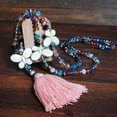 thumbnail image 1 of Collar de cuentas de cristal Xihbxyly hecho a mano con cadete de suéter con borlas y colgante para mujer, 1 of 3
