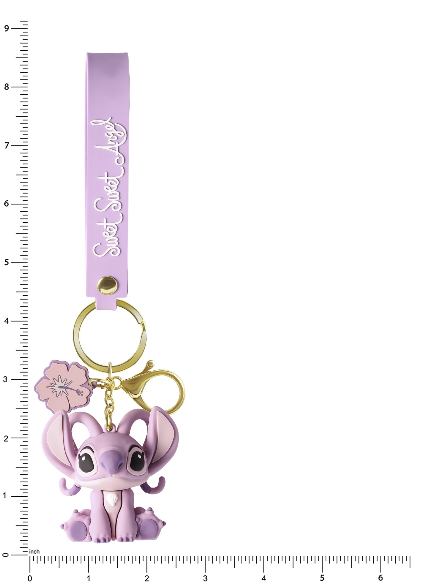Disney Lilo & Stitch 3D PVC Keychain Angel 'Ohana Means Family'