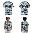 thumbnail image 2 of Xixirimido Palm Tree Floral Blue Stirpe Matching Sets for Beach Vacation Men's Hawaiian Shirt & Women's Sleeveless Midi Dress Hawaiian Matched Couples Summer Outfits, 3XL, 2 of 7
