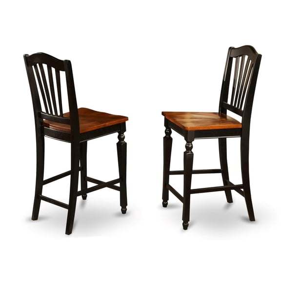 East West Furniture Chelsea 42" Wood Bar Stools in Black/Cherry (Set of 2)