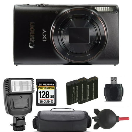 Canon PowerShot IXY 650 Digital Camera (Black) + Extra Battery + Flash+ 1 Yr Warranty (International Version)