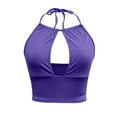 thumbnail image 5 of vigerkar Women's Sexy Criss Cross Halter Neck Crop Tops Trendy Sleeveless Y2K Nightout Clubwear Tank Tops Purple, S, 5 of 5