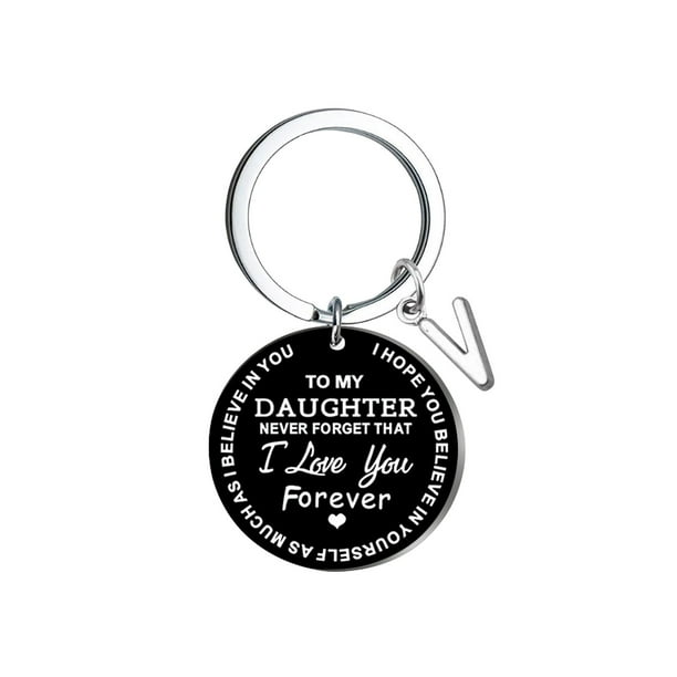 Llavero creativo DIY para mi hija, acero inoxidable negro, apellido, 26 letras, 2,5 cm Wmkox8yi sjalhkljlk3857