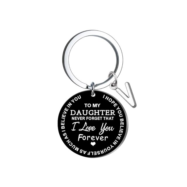 Llavero creativo DIY para mi hija, acero inoxidable negro, apellido, 26 letras, 2,5 cm Wmkox8yi sjalhkljlk3857