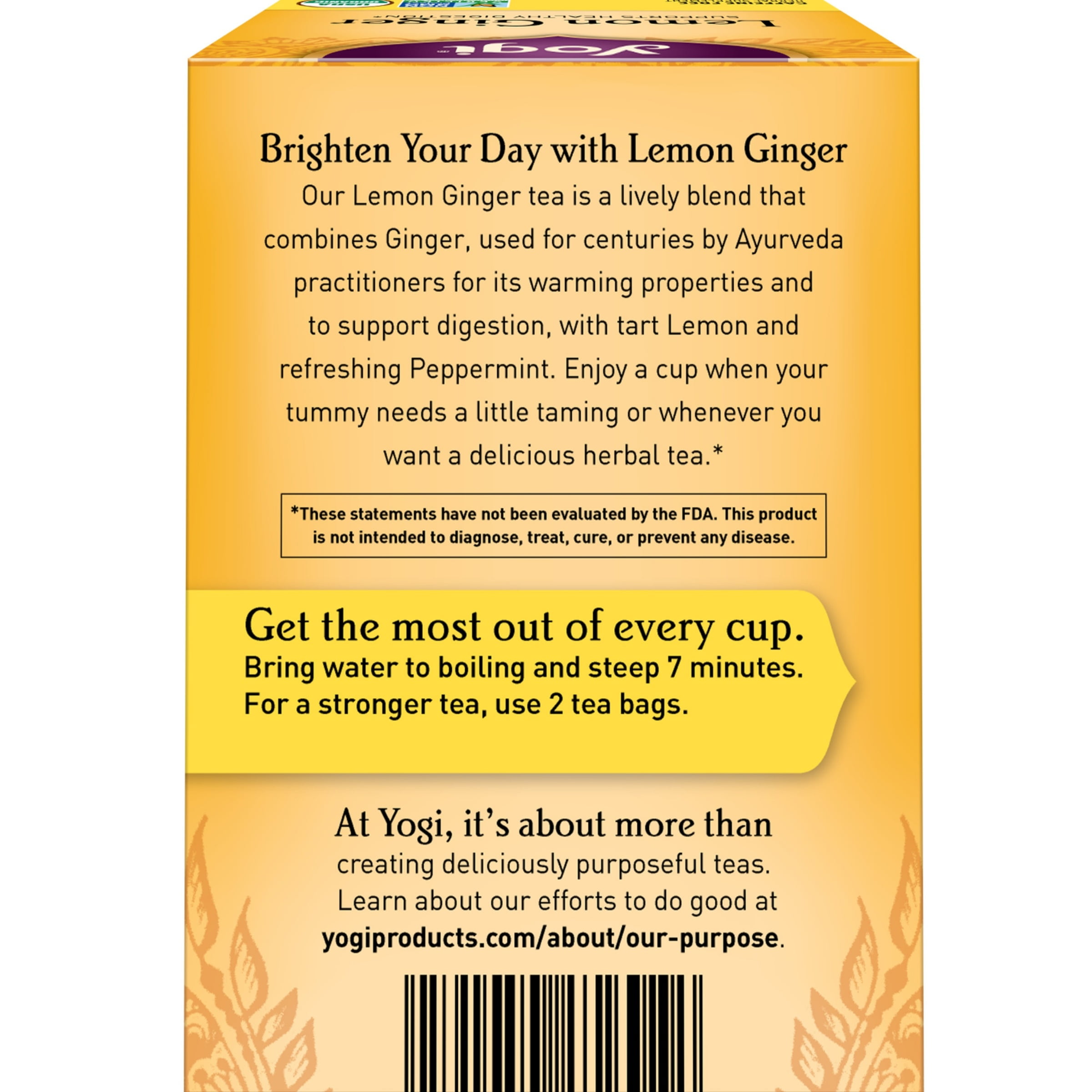 (4 pack) Yogi Tea Lemon Ginger, Caffeine-Free Organic Herbal Tea Bags, 16 Count