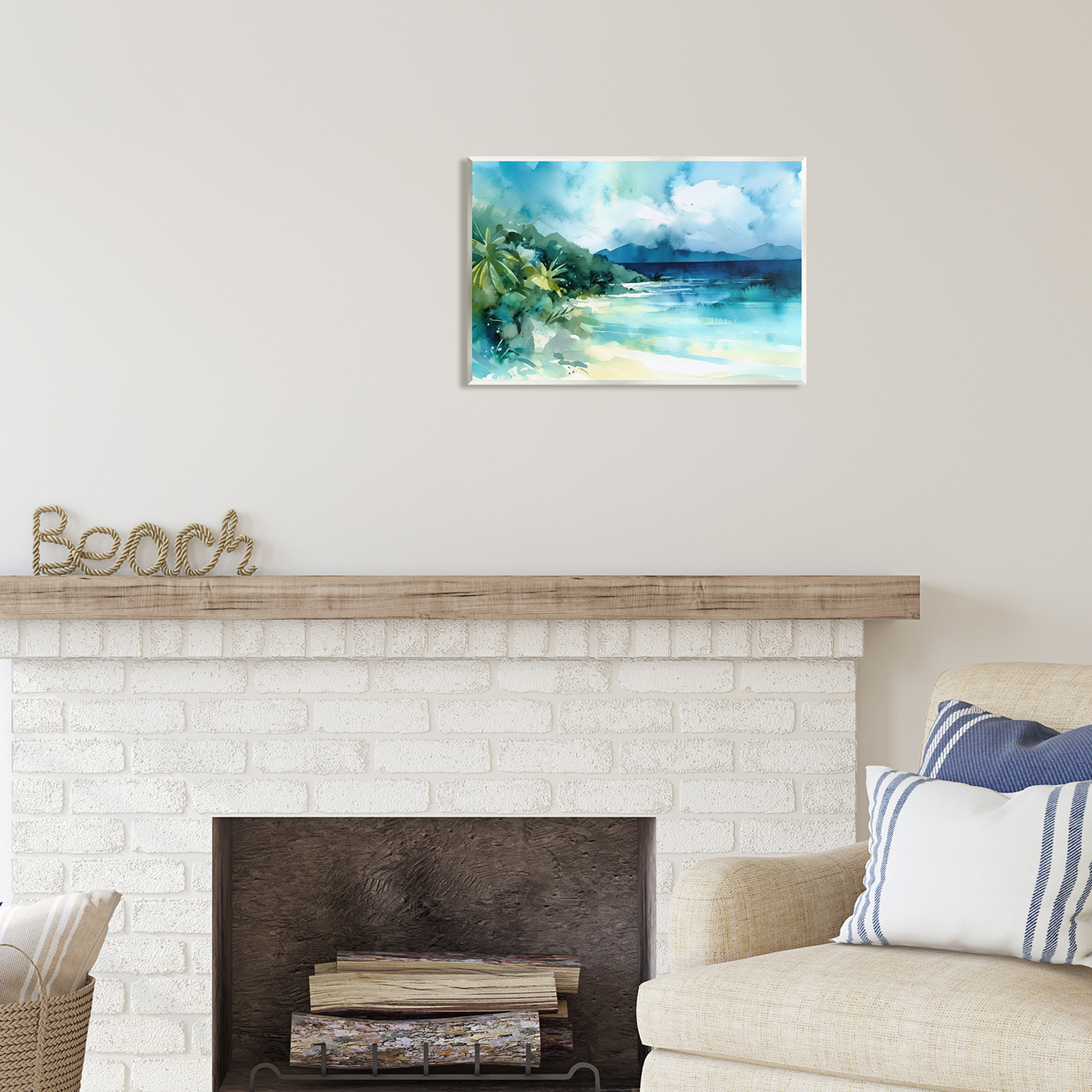 Stupell Industries Abstract Tropical Landscape Landscape Painting Unframed Art Print Wall Art, 19 x 13
