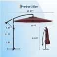 thumbnail image 5 of EastVita 10ft Patio Umbrella with Cantilever Design Cantilever Hanging Umbrella with Crank and Cross Base for Patio GardenWine Red, 5 of 5