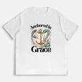 thumbnail image 2 of Unisex "Anchored in Grace" Inspirational Print T-shirts Christian Graphic Tees Casual Short Sleeve Faith Based Tops for Daily Outfits White,4XL, 2 of 7
