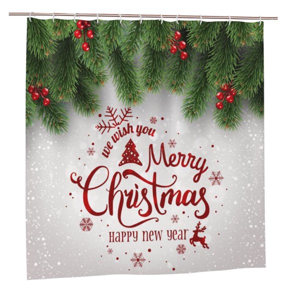 Christmas Shower Curtain Winter Snowflake Shower Curtain Snow Shower Curtain Holiday Shower Curtains for Bathroom Polyester Fabric