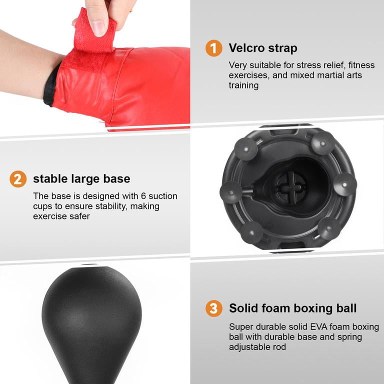 Speed Punching Bag with Stand for Adults with Gloves, Fast Rebound Spring, Stable Suction Base Fillable, Thickened Steel ABS Plastic, Durable EVA Foam Ball, Training Stress Relief Fitness