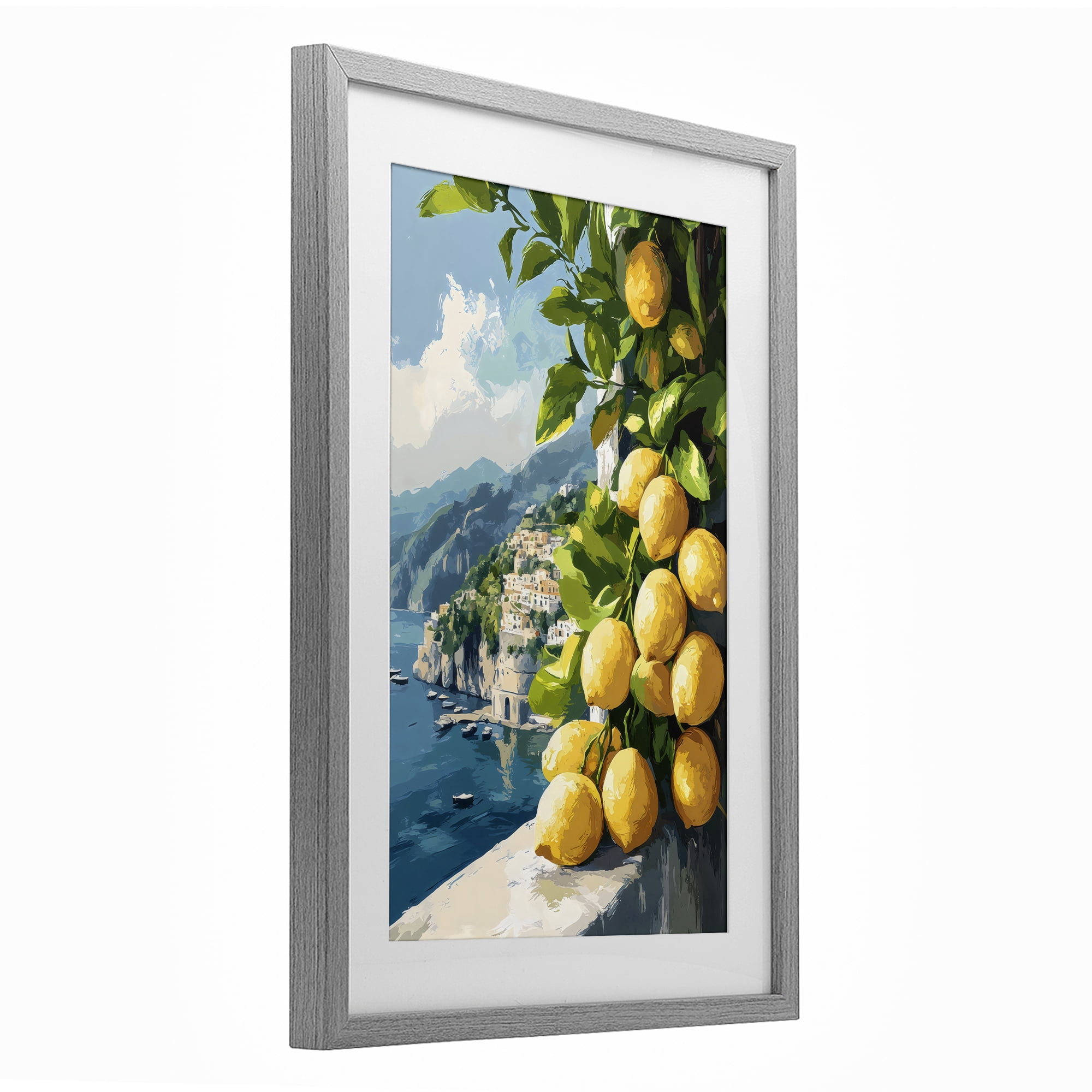 Stupell Industries Lemon Terrace Amalfi View Gray Framed Print Under Glass, design by Creative Studio