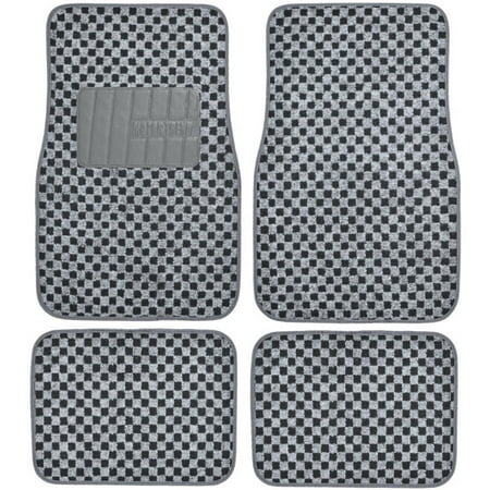 Motor Trend Fatrug Checkered Carpet Floor Mats Gray Vintage