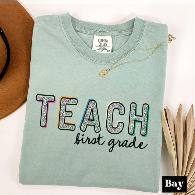Comfort Colors® First Grade Teacher Shirt, Teach First Grade Shirt, Teacher Gift, Back to - Ivory - 3XL