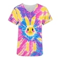 thumbnail image 5 of Easter Scrub Tops for Women Artistic Realistic Rabbit and Eggs Graphic V Neck Short Sleeve Professional Medical Uniform with Pockets Holiday Workwear, 5 of 6