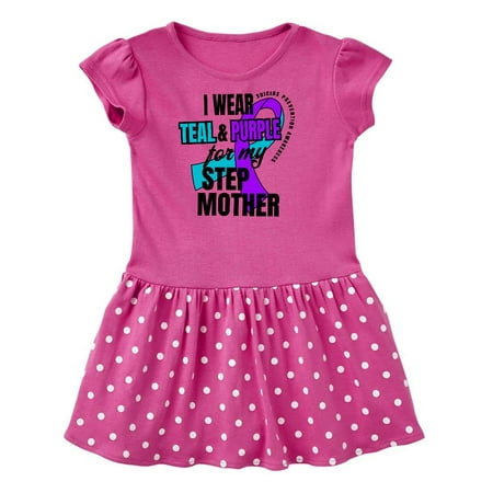

Inktastic Suicide Prevention I Wear Teal and Purple For My Step Mother Gift Toddler Girl Dress