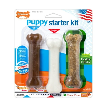 UPC: 0018214812913 | Nylabone Just For Puppies Chew Toy & Treat Starter Kit Chicken & Bacon