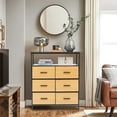thumbnail image 2 of LuxenHome Black and Brown Manufactured Wood 6-Drawer 1-Shelf Accent Chest, 2 of 11