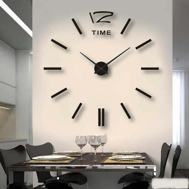 Wall Clock Watch Acrylic Mirror Wide Application Watch Self-Assembly Stickers Home Round Time Decoration Modern Silent Large Frameless Office Room