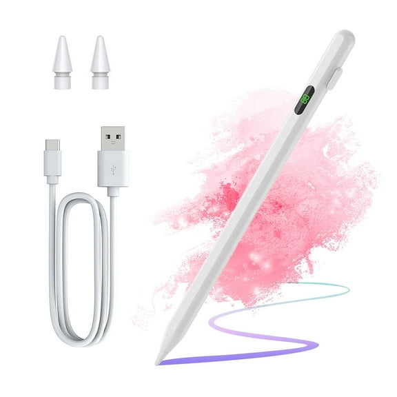 Stylus Pen for Touch Screen, Universal Stylus Pen Compatible with iPad/iPhone/Samsung for Other iOS/Android Smartphone & Tablet Devices, Tablet Pen with Power Display, White