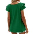 thumbnail image 4 of iHengLiXing Tops for Women Plus Size Women's Summer Solid Color Casual-neck Short Sleeve-neck Top/Shirt FU 0, 4 of 4
