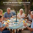 thumbnail image 3 of Round Outdoor Tablecloth with Umbrella Hole and Zipper, Teal Blue Brown Beach Coastal Tablecloth with Elastic Waterproof, Nautical Shell Starfish Coral Summer Patio Table Covers for 36" - 44" Tables, 3 of 9