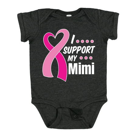 

Inktastic Breast Cancer Awareness I Support My Mimi with Pink Ribbon Gift Baby Boy or Baby Girl Bodysuit